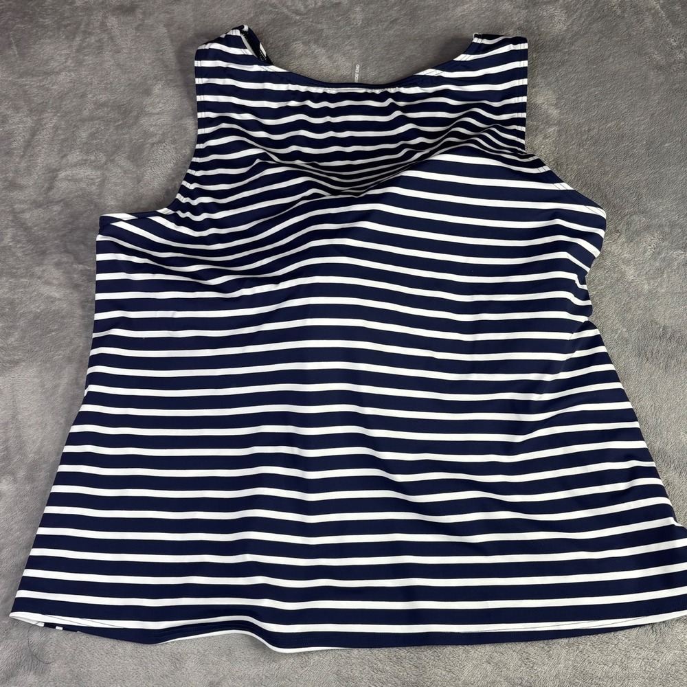 Lands' End Tankini Top Women 22W Navy Blue Striped Nautical Built-in Bra 513788 - Picture 3 of 11
